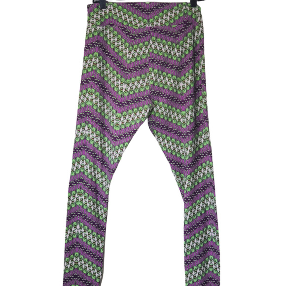 LulaRoe Women's Purple/Green Kermit the Frog Tall & Curvy Legging Stretch OS - Picture 2 of 7